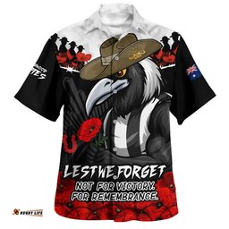 RugbyLife Shop Collingwood Hawaiian Shirt ANZAC Day Not For Victory For Remembrance