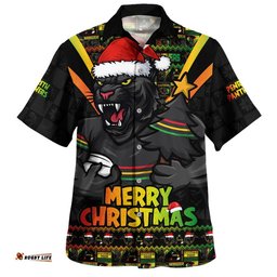 RugbyLife Shop Penrith Panthers Hawaiian Shirt Merry Christmas Festive Spirit Edition