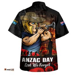 RugbyLife Shop Gold Coast Titans Hawaiian Shirt Anzac Day Rising Dawn Ceremony Lest We Forget Courage