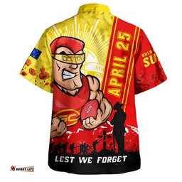 RugbyLife Shop Gold Coast SUNS Hawaiian Shirt Anzac Day Lest We Forget Memorial