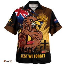 RugbyLife Shop Hawthorn Hawaiian Shirt ANZAC Day Honour And Football Legacy