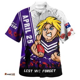 RugbyLife Shop Fremantle Hawaiian Shirt Anzac Day Lest We Forget Memorial