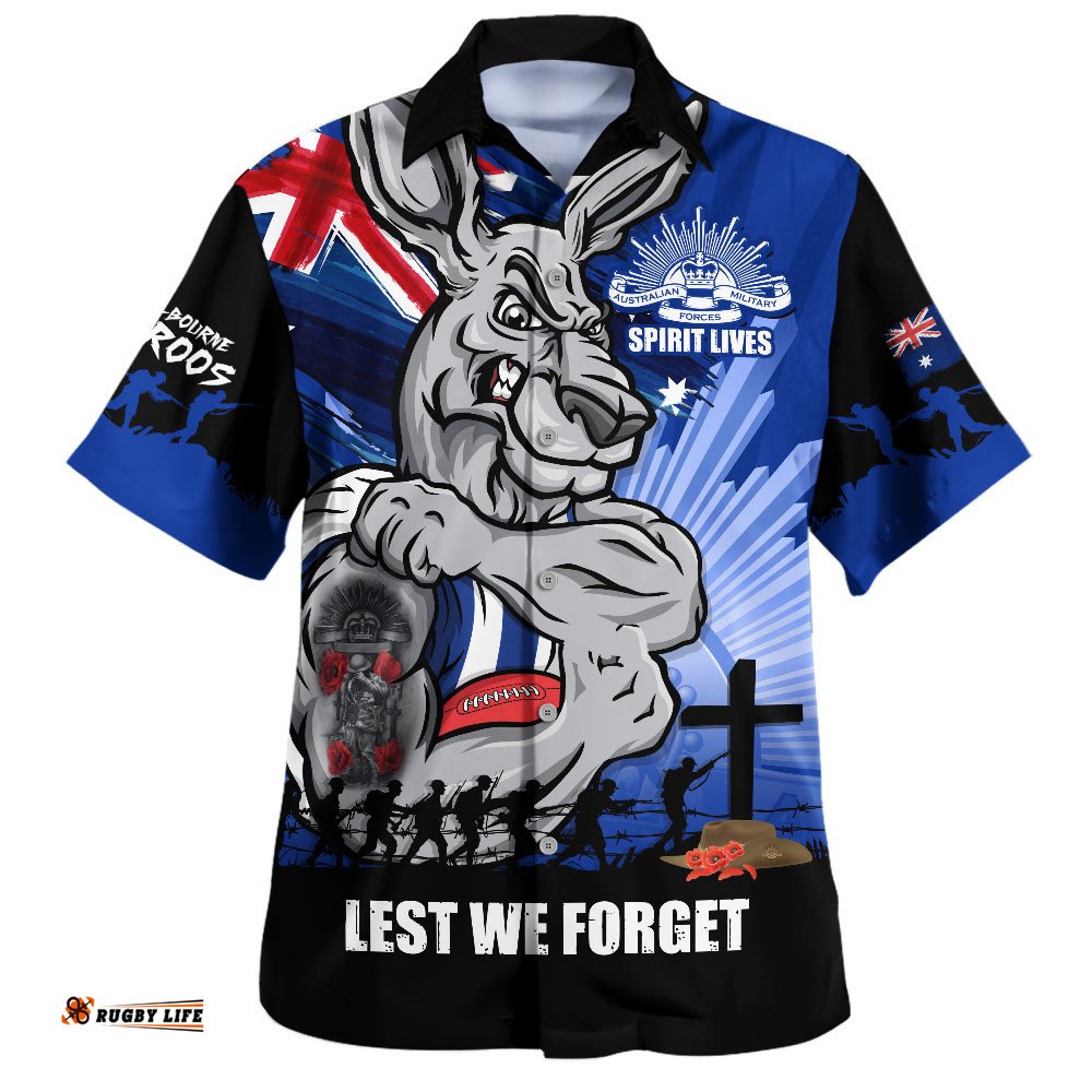 RugbyLife Shop North Melbourne Hawaiian Shirt ANZAC Day Honour And Football Legacy