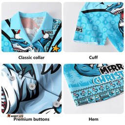 RugbyLife Shop Cronulla-Sutherland Sharks Hawaiian Shirt Merry Christmas Festive Spirit Edition