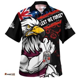 RugbyLife Shop Manly Warringah Sea Eagles Hawaiian Shirt Anzac Remembrance Of The Fallen