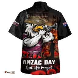 RugbyLife Shop Manly Warringah Sea Eagles Hawaiian Shirt Anzac Day Rising Dawn Ceremony Lest We Forget Courage