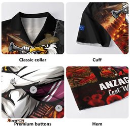RugbyLife Shop Manly Warringah Sea Eagles Hawaiian Shirt Anzac Day Rising Dawn Ceremony Lest We Forget Courage