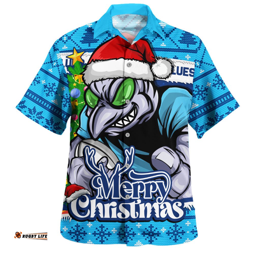 RugbyLife Shop New South Wales Blues Hawaiian Shirt Merry Christmas Game Day Knit Style Team Edition