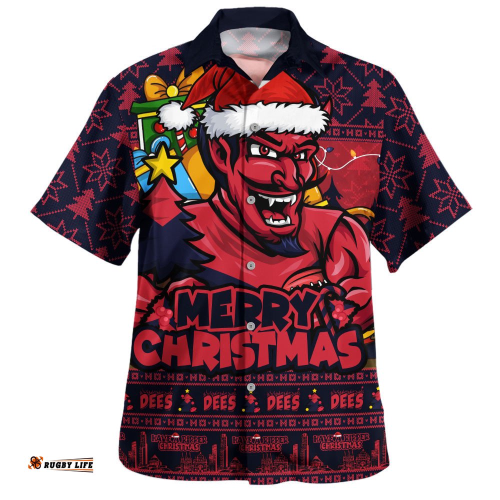 RugbyLife Shop Melbourne Hawaiian Shirt Festive Holiday Merry Christmas Vibe