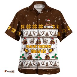 RugbyLife Shop Hawthorn Hawaiian Shirt Special Ugly Christmas Holiday Footy Fans