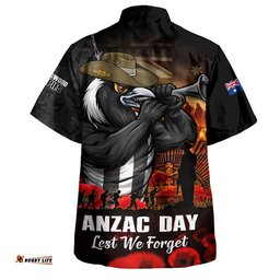 RugbyLife Shop Collingwood Hawaiian Shirt ANZAC Day Lest We Forget Red Poppy And Honor The Brave Tribute
