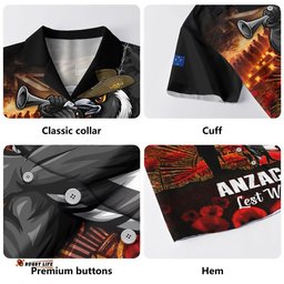 RugbyLife Shop Collingwood Hawaiian Shirt ANZAC Day Lest We Forget Red Poppy And Honor The Brave Tribute