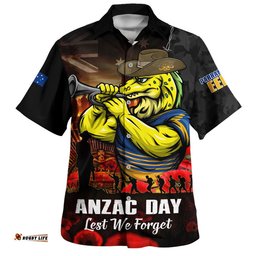 RugbyLife Shop Parramatta Eels Hawaiian Shirt Anzac Day Rising Dawn Ceremony Lest We Forget Courage