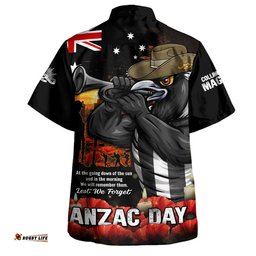 RugbyLife Shop Collingwood Hawaiian Shirt Anzac Day Dawn Of Courage Eternal Tribute