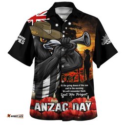 RugbyLife Shop Collingwood Hawaiian Shirt Anzac Day Dawn Of Courage Eternal Tribute
