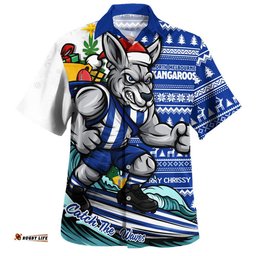 RugbyLife Shop North Melbourne Hawaiian Shirt Christmas Holiday Santa Rides The Waves