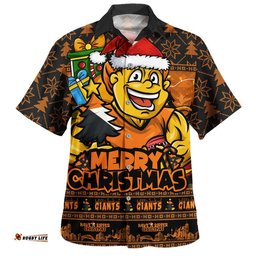 RugbyLife Shop GWS GIANTS Hawaiian Shirt Festive Holiday Merry Christmas Vibe