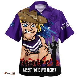 RugbyLife Shop Fremantle Hawaiian Shirt ANZAC Inspired Football Fan Memorial Design