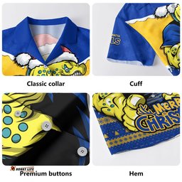 RugbyLife Shop Parramatta Eels Hawaiian Shirt Santa Scoring Touchdown On Christmas Game Day