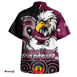 RugbyLife Shop Manly Warringah Sea Eagles Hawaiian Shirt NAIDOC Week 50 Years Of Deadly Indigenous Pattern