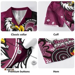 RugbyLife Shop Manly Warringah Sea Eagles Hawaiian Shirt NAIDOC Week 50 Years Of Deadly Indigenous Pattern