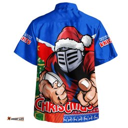 RugbyLife Shop Newcastle Knights Hawaiian Shirt Santa Scoring Touchdown On Christmas Game Day