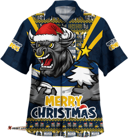 RugbyLife Shop North Queensland Cowboys Hawaiian Shirt Merry Christmas Festive Spirit Edition