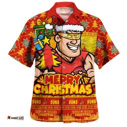RugbyLife Shop Gold Coast SUNS Hawaiian Shirt Festive Holiday Merry Christmas Vibe