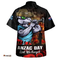 RugbyLife Shop New South Wales Blues Hawaiian Shirt Anzac Day Rising Dawn Ceremony Lest We Forget Courage