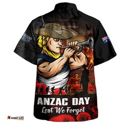 RugbyLife Shop North Queensland Cowboys Hawaiian Shirt Anzac Day Rising Dawn Ceremony Lest We Forget Courage