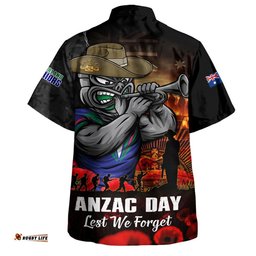 RugbyLife Shop New Zealand Warriors Hawaiian Shirt Anzac Day Rising Dawn Ceremony Lest We Forget Courage