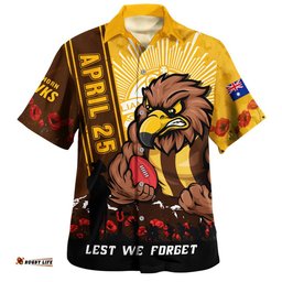 RugbyLife Shop Hawthorn Hawaiian Shirt Anzac Day Lest We Forget Memorial