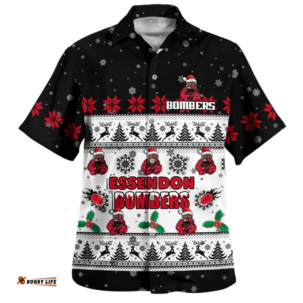 RugbyLife Shop Essendon Hawaiian Shirt Special Ugly Christmas Holiday Footy Fans