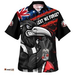 RugbyLife Shop Collingwood Hawaiian Shirt Lest We Forget Eternal Honor