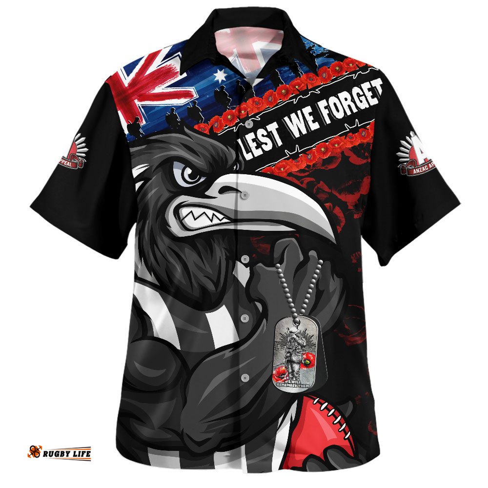 RugbyLife Shop Collingwood Hawaiian Shirt Lest We Forget Eternal Honor