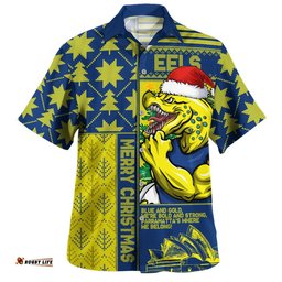 RugbyLife Shop Parramatta Eels Hawaiian Shirt Christmas Magic Knit Style Winter Glow