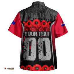 RugbyLife Shop Essendon Hawaiian Shirt Lest We Forget In Eternal Honor And Duty