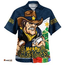 RugbyLife Shop North Queensland Cowboys Hawaiian Shirt Santa Scoring Touchdown On Christmas Game Day