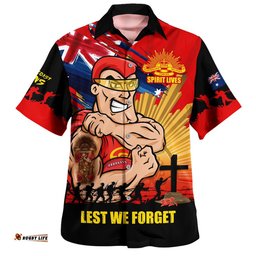 RugbyLife Shop Gold Coast SUNS Hawaiian Shirt ANZAC Day Honour And Football Legacy