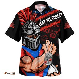 RugbyLife Shop Newcastle Knights Hawaiian Shirt Anzac Remembrance Of The Fallen