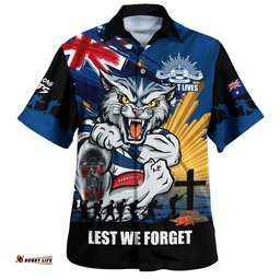 RugbyLife Shop Geelong Cats Hawaiian Shirt ANZAC Day Honour And Football Legacy
