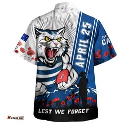 RugbyLife Shop Geelong Cats Hawaiian Shirt Anzac Day Lest We Forget Memorial