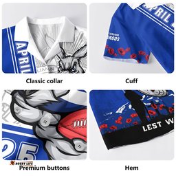 RugbyLife Shop North Melbourne Hawaiian Shirt Anzac Day Lest We Forget Memorial