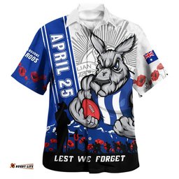 RugbyLife Shop North Melbourne Hawaiian Shirt Anzac Day Lest We Forget Memorial
