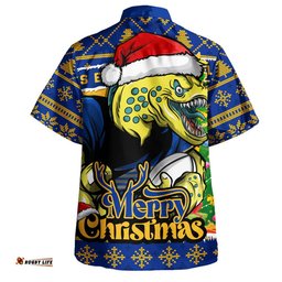 RugbyLife Shop Parramatta Eels Hawaiian Shirt Merry Christmas Game Day Knit Style Team Edition