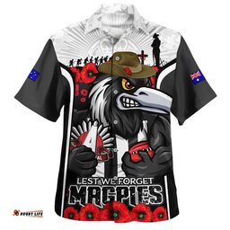 RugbyLife Shop Collingwood Hawaiian Shirt Lest We Forget In Eternal Honor And Duty