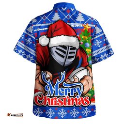 RugbyLife Shop Newcastle Knights Hawaiian Shirt Merry Christmas Game Day Knit Style Team Edition