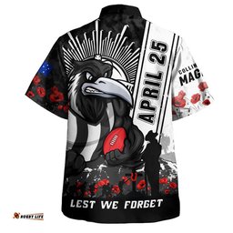 RugbyLife Shop Collingwood Hawaiian Shirt Anzac Day Lest We Forget Memorial