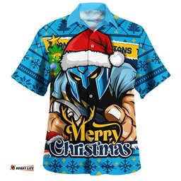RugbyLife Shop Gold Coast Titans Hawaiian Shirt Merry Christmas Game Day Knit Style Team Edition