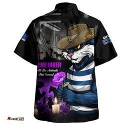 RugbyLife Shop Geelong Cats Hawaiian Shirt Anzac Day In Memory Of Animals That Served